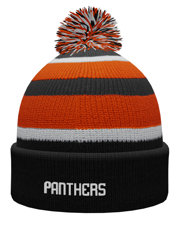 3D Panther PomPom Cuff Beanie (OBW)